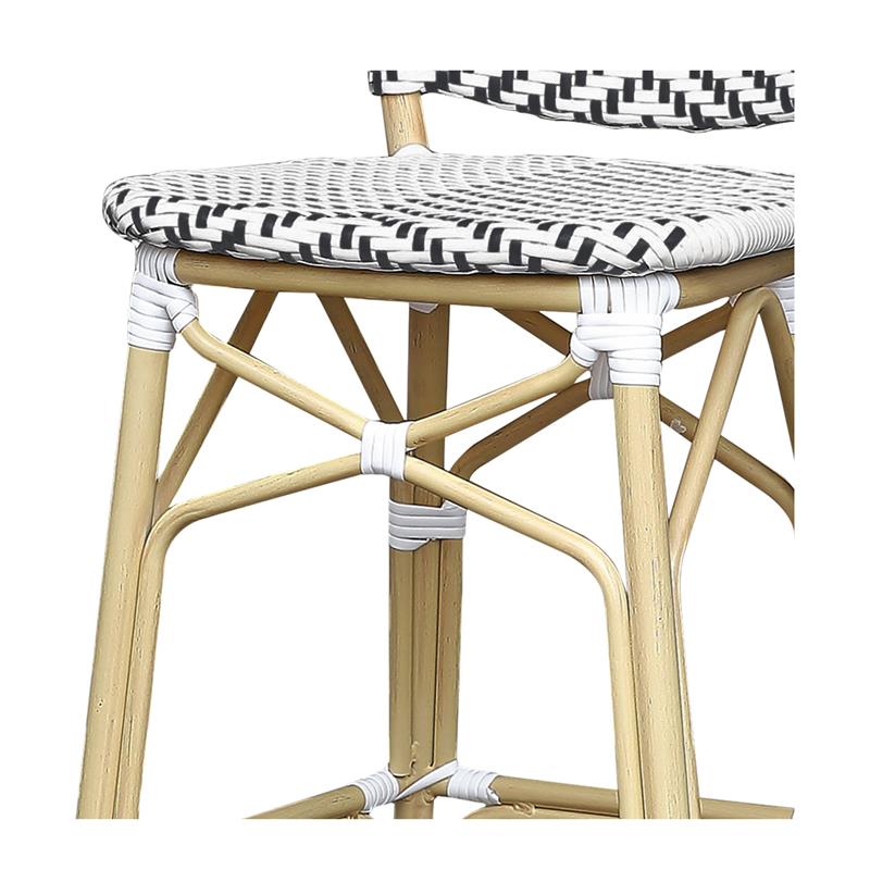 Furniture of America Adino Aluminum Patio Bar Chair in Black (Set of 2)