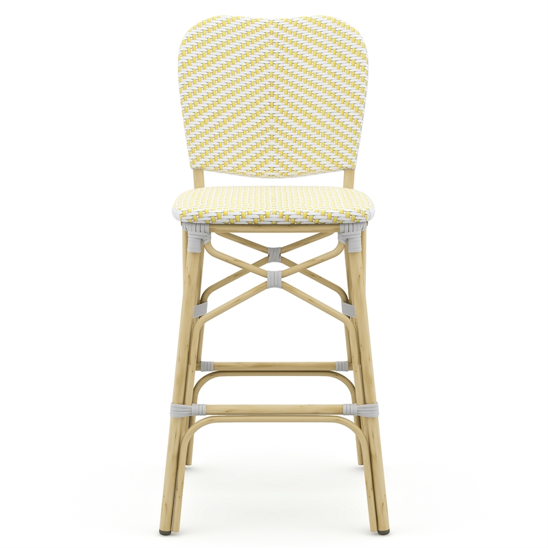 Furniture of America Adino Aluminum Patio Bar Chair in Yellow (Set of 2)