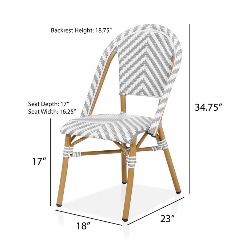 Furniture of America Acti Modern Aluminum Patio Dining Chair in Gray (Set of 2)