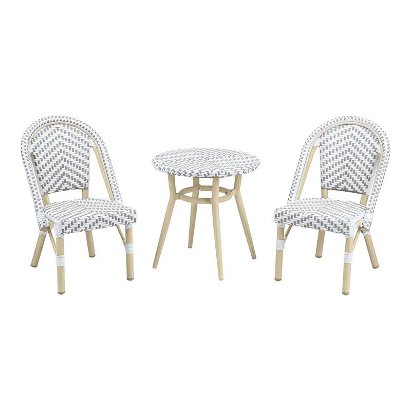 Furniture of America Dakie Aluminum 3pc Patio Chair and Table Set in Gray