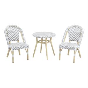 Furniture of America Dakie Aluminum 3pc Patio Chair and Table Set in Gray