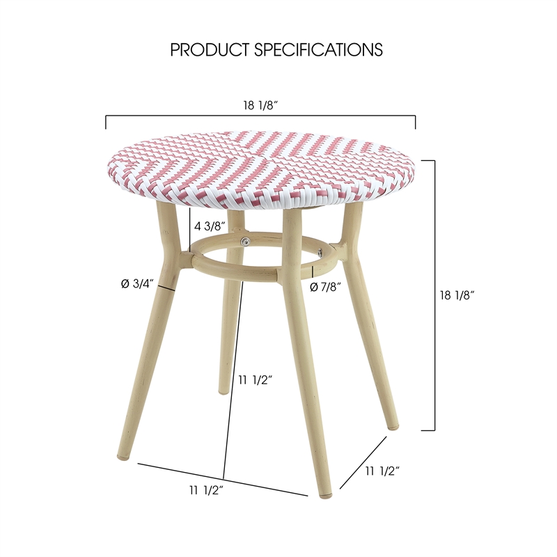 Furniture of America Dakie Aluminum 3pc Patio Chair and Table Set in Pink