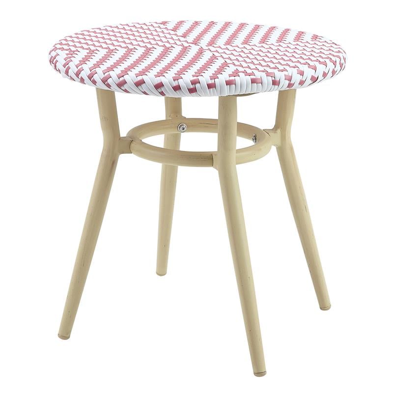 Furniture of America Dakie Aluminum 3pc Patio Chair and Table Set in Pink