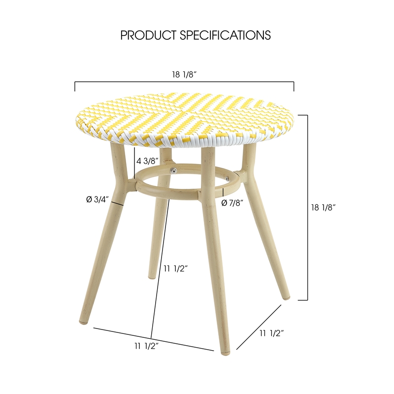 Furniture of America Dakie Aluminum 3pc Patio Chair and Table Set in Yellow