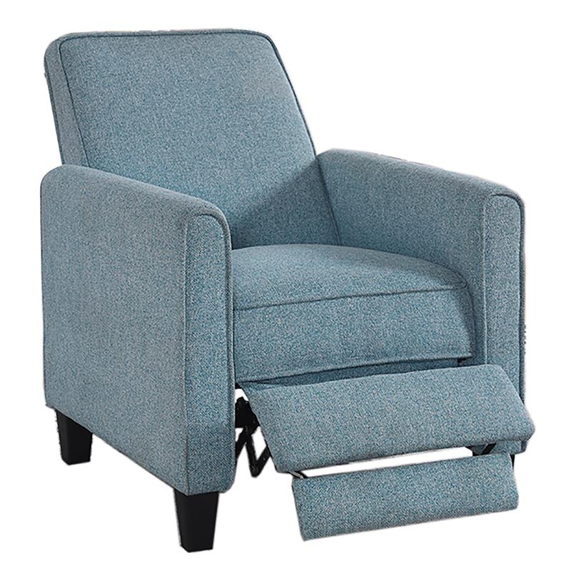 Furniture of America Ducee Transitional Fabric Push Back Chair in Blue