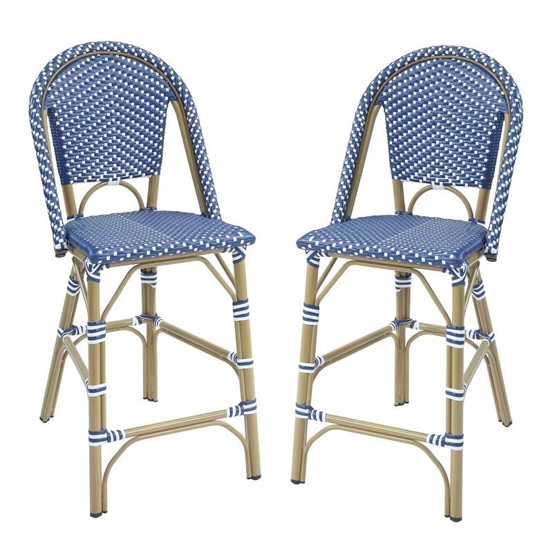 Furniture of America Reo Aluminum 5-Piece Patio Counter Dining Set in Blue