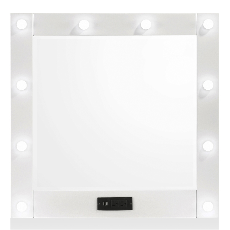 Furniture of America Lita Contemporary Wood Vanity Chest with Mirror in White