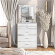 Furniture of America Lita Contemporary Wood Vanity Chest with Mirror in White