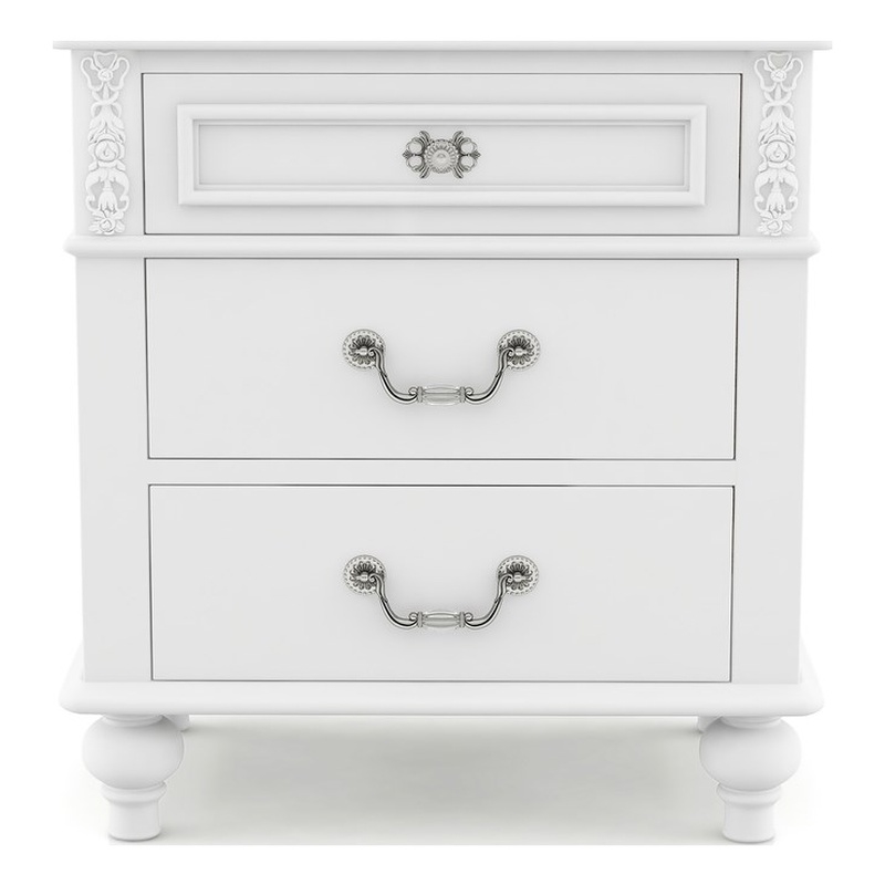 Furniture of America Mondu Traditional Wood Kids Nightstand with USB in White