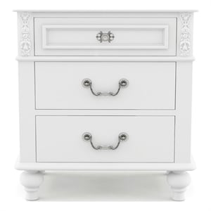 Furniture of America Mondu Traditional Wood Kids Nightstand with USB in White