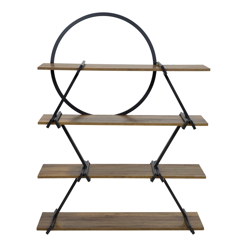 Furniture of America Burks Industrial Metal 4-Layer Bookcase in Matte Black