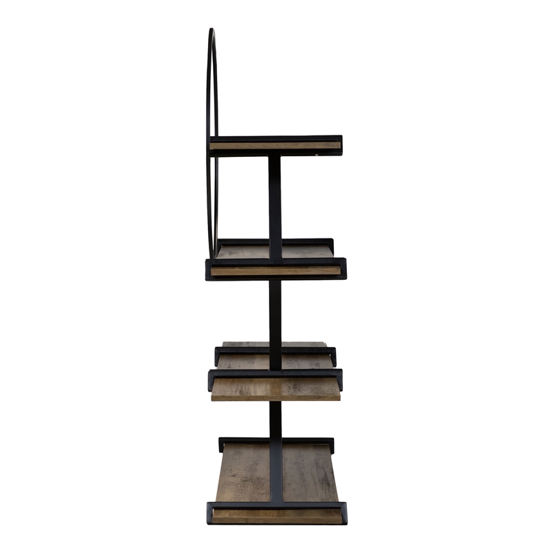 Furniture of America Burks Industrial Metal 4-Layer Bookcase in Matte Black