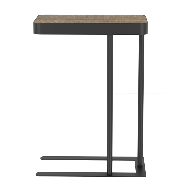 Furniture of America Nince Industrial Metal Adjustable Side Table in Sand Black