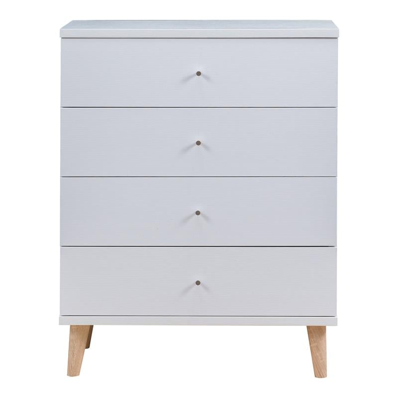 Furniture of America Pives Mid-Century Modern Wood 4-Drawer Chest in White