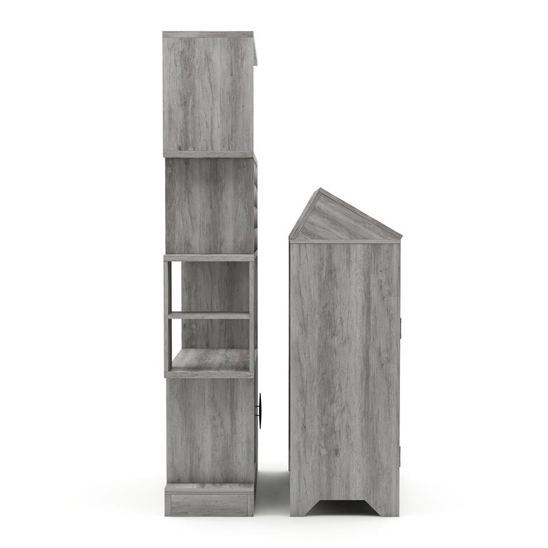 Furniture of America Kinly Wood 2-Piece Shoe Cabinet and Wine Rack in Gray