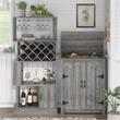Furniture of America Kinly Wood 2-Piece Shoe Cabinet and Wine Rack in Gray
