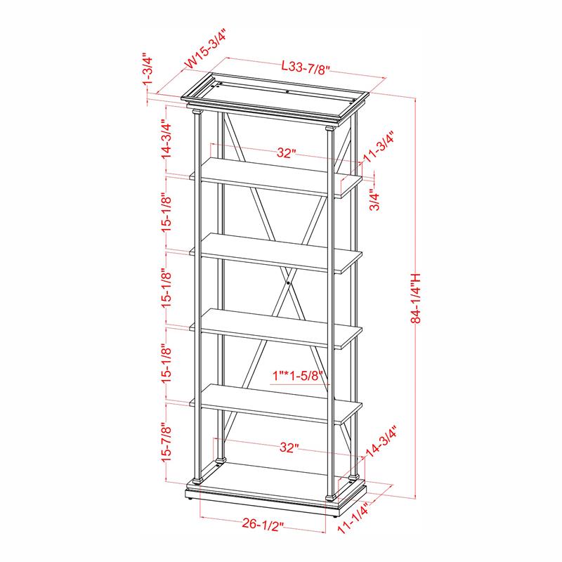 Furniture of America Drewden Metal 2pc Console Table and Bookcase Set in Gray
