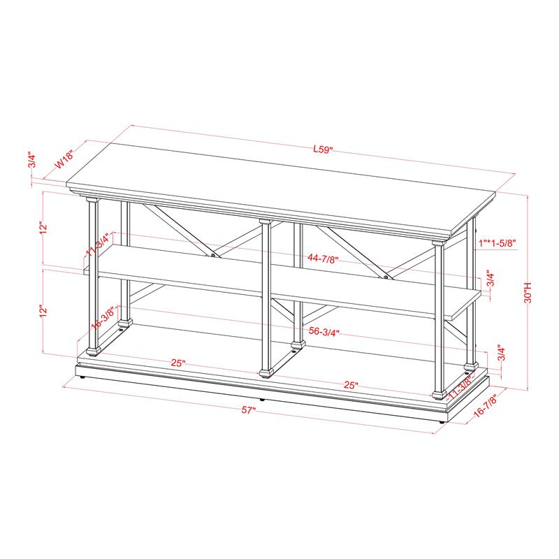 Furniture of America Drewden Metal 2pc Console Table and Bookcase Set in Blue
