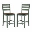 Furniture of America Elda Wood Counter Height Chair in Antique Green (Set of 2)
