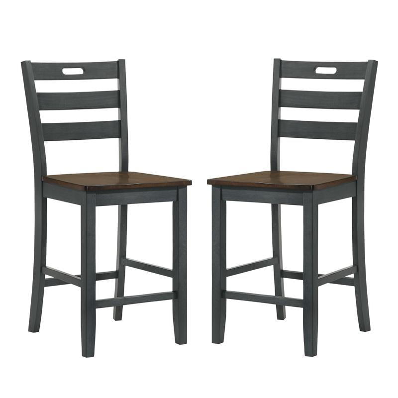 Furniture of America Elda Wood Counter Height Chair in Antique Gray (Set of 2)