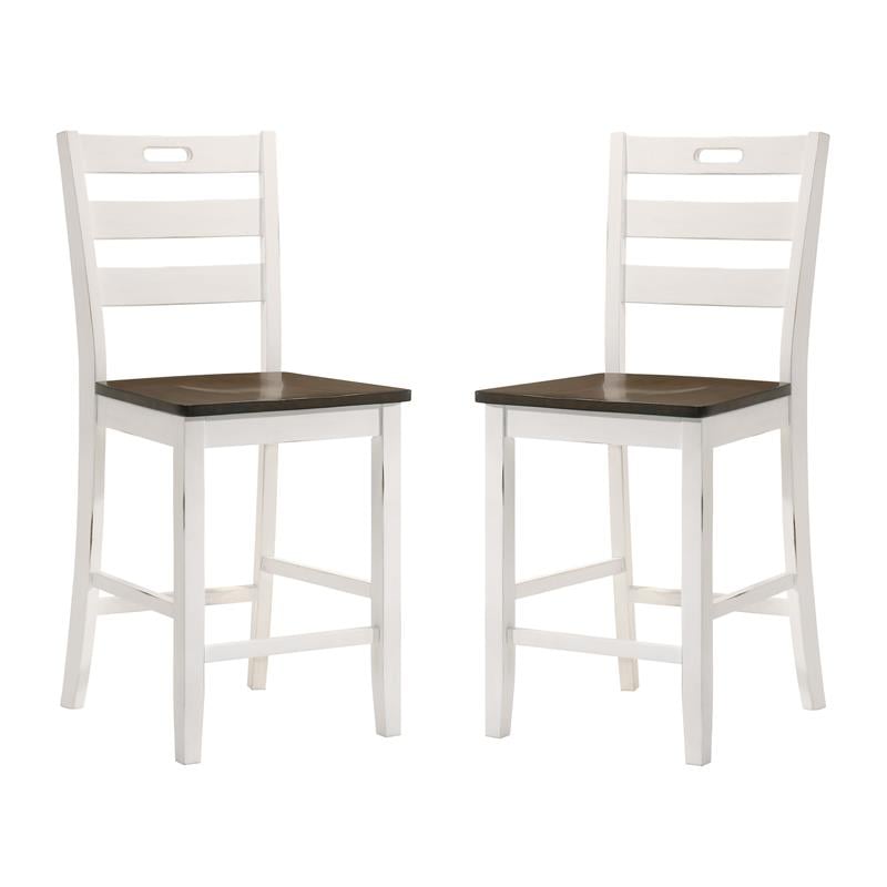 Furniture of America Elda Wood Counter Height Chair in Sea White (Set of 2)
