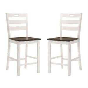 Furniture of America Elda Wood Counter Height Chair in Sea White (Set of 2)