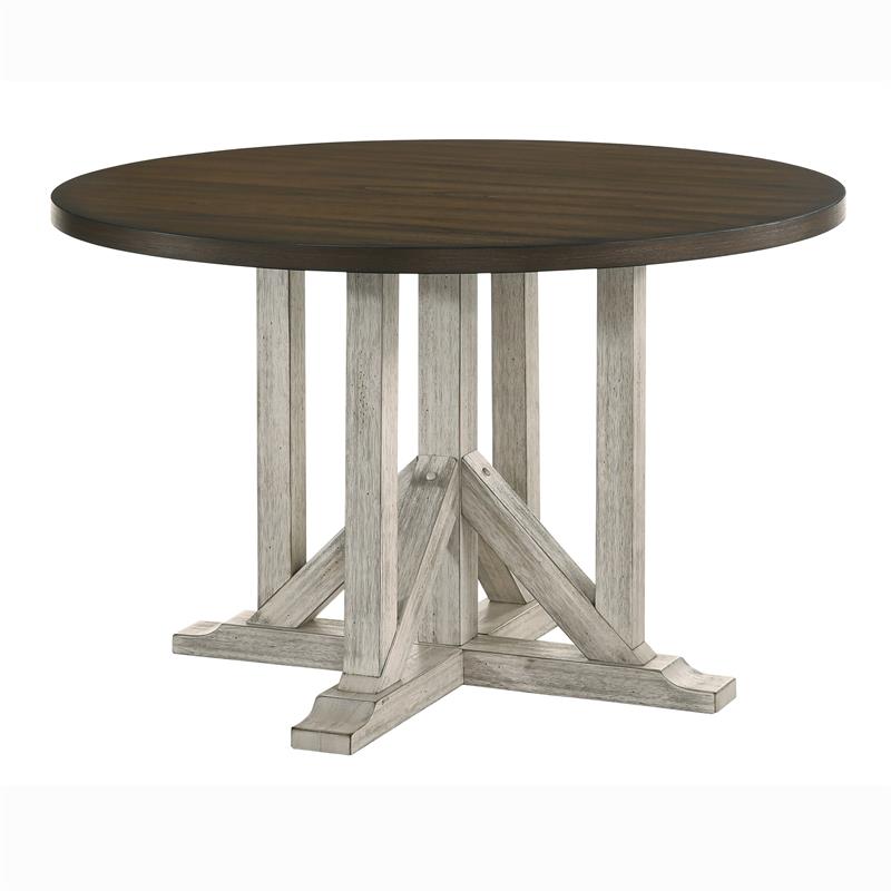 Furniture of America Kadda Farmhouse Wood Round Dining Table in Antique White