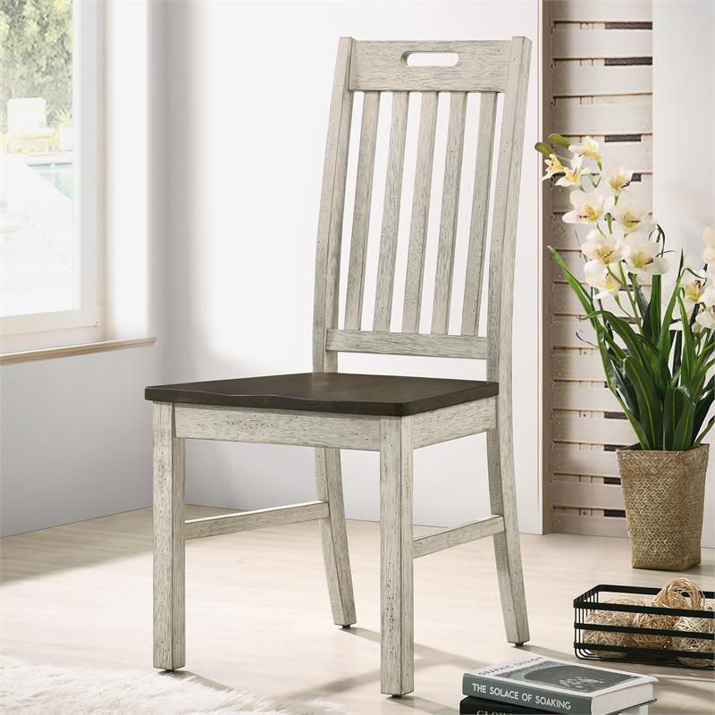 Furniture of America Kadda Wood Dining Chair in Antique White (Set of 2)