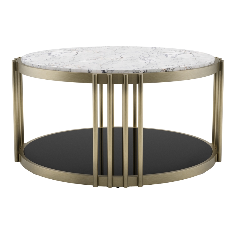 Furniture of America Kual Contemporary Metal 1-Shelf Coffee Table in Brass