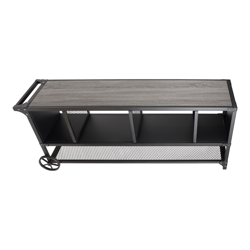 Furniture of America Lelah Industrial Metal Multi-Functional TV Stand in Gray