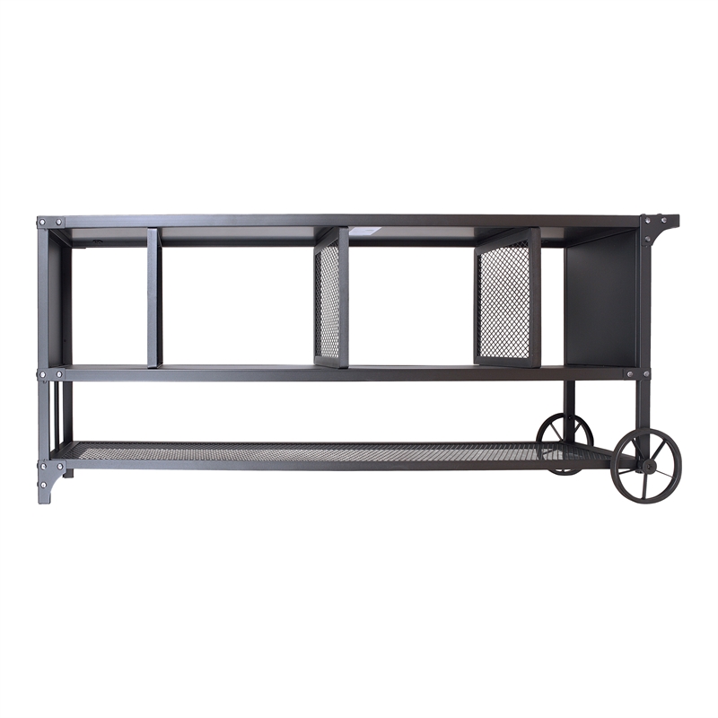 Furniture of America Lelah Industrial Metal Multi-Functional TV Stand in Walnut
