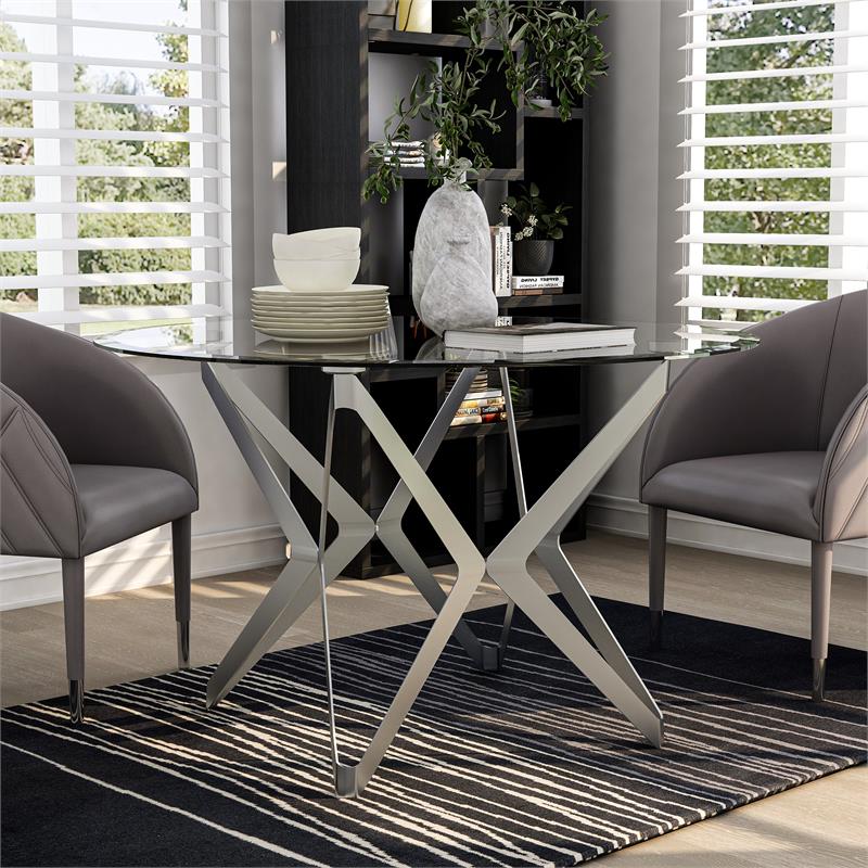 Furniture of America Fedora Modern Metal Round Dining Table in Champagne Gold