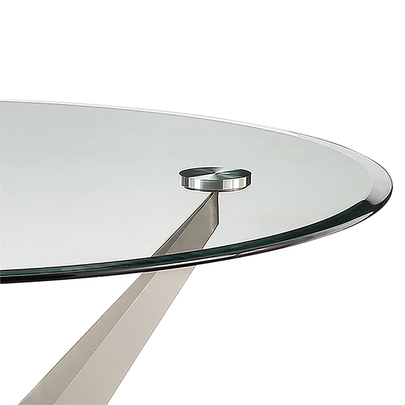 Furniture of America Fedora Modern Metal Round Dining Table in Champagne Gold