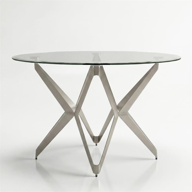 Furniture of America Fedora Modern Metal Round Dining Table in Champagne Gold