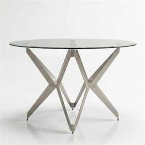 Furniture of America Fedora Modern Metal Round Dining Table in Champagne Gold