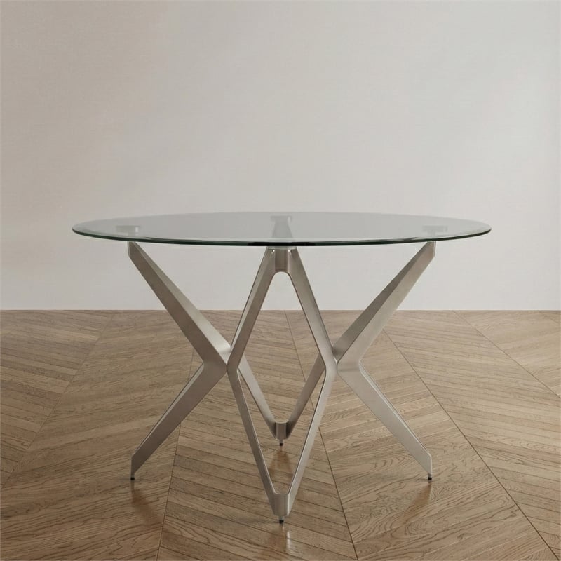 Furniture of America Fedora Modern Metal Round Dining Table in Champagne Gold