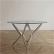 Furniture of America Fedora Modern Metal Round Dining Table in Champagne Gold