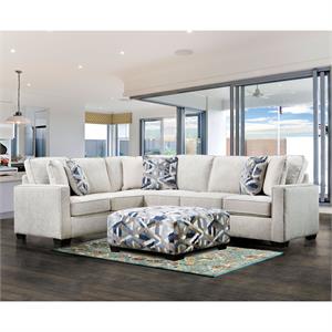 Furniture of America Yahse Contemporary Chenille Upholstered Sectional in Ivory