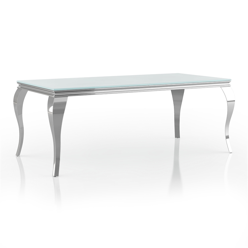 Furniture of America Edi Metal 7-Piece Dining Table Set in White and Blue