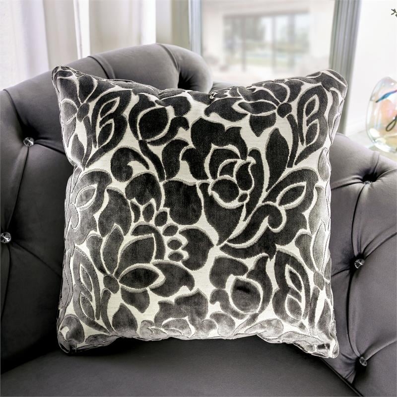 Furniture of America Luo Glam Fabric Tufted 2-Piece Sofa Set in Gray