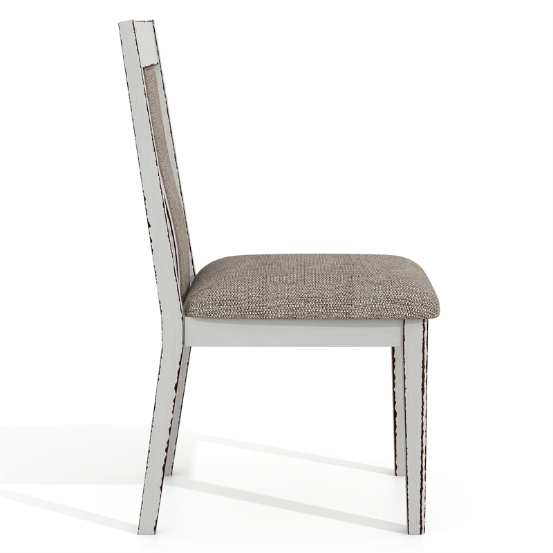 Furniture of America Fie Rustic Wood Padded Side Chair in White (Set of 2)
