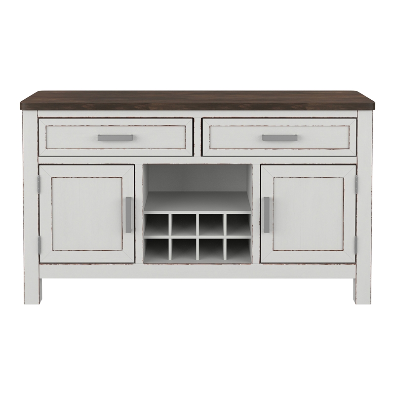 Furniture of America Fie Rustic Wood Multi Storage Server in Weathered White
