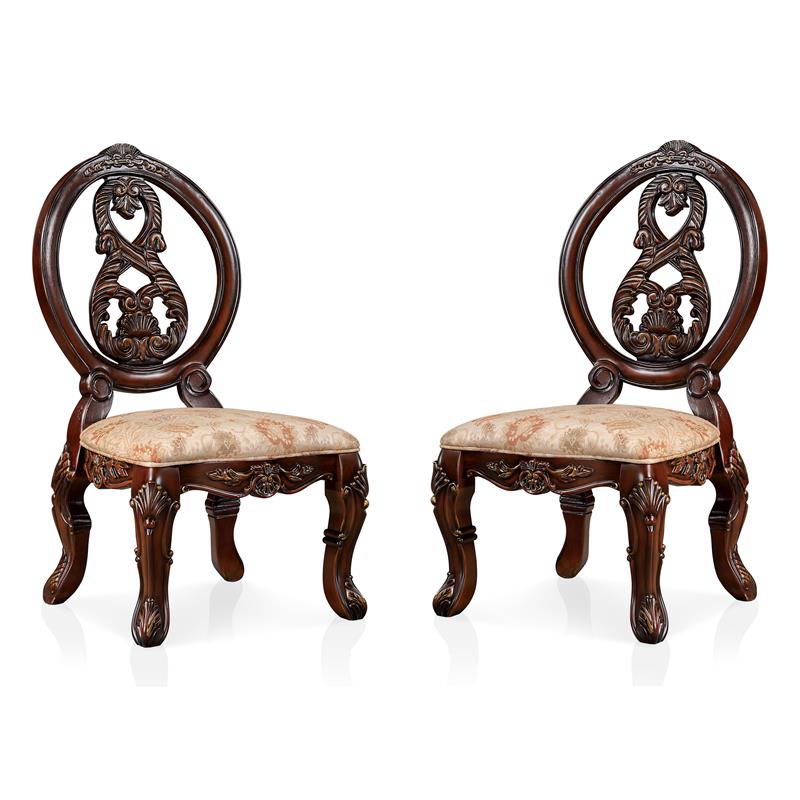 Furniture of America Roo Solid Wood Padded Side Chair in Cherry (Set of 2)