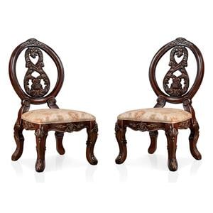 Furniture of America Roo Solid Wood Padded Side Chair in Cherry (Set of 2)
