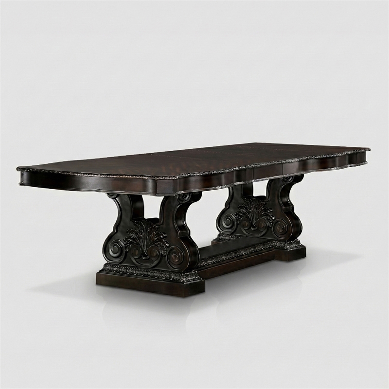 Furniture of America Lido Traditional Wood Expandable Dining Table in Walnut