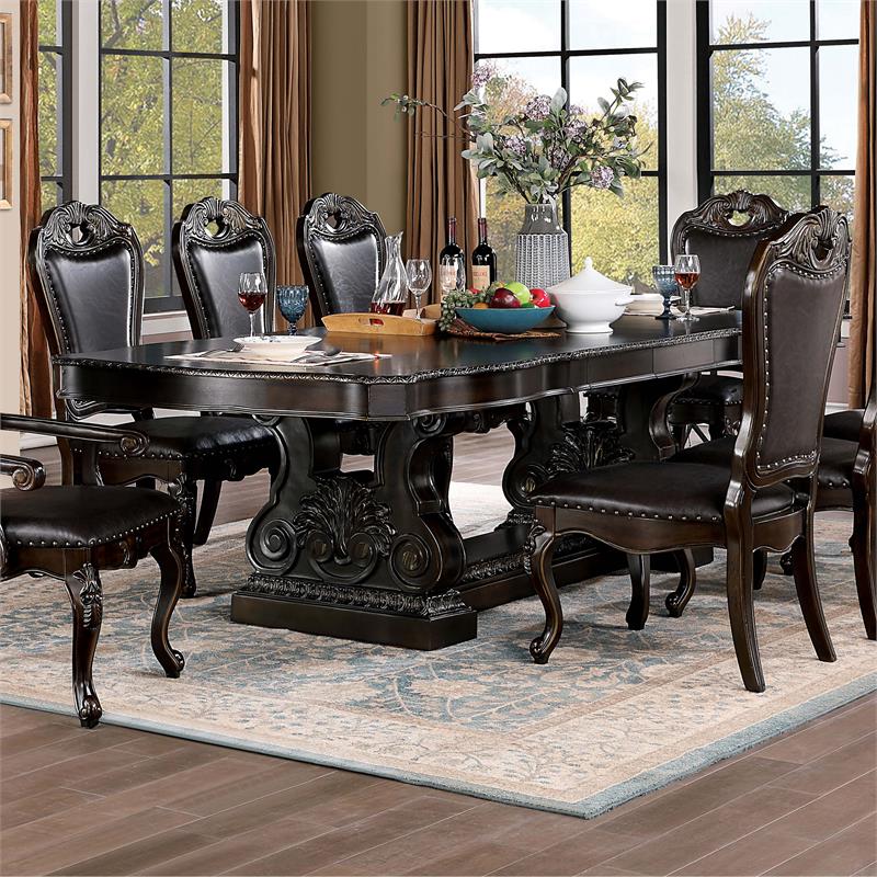 Furniture of America Lido Traditional Wood Expandable Dining Table in Walnut