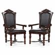 Furniture of America Exa Traditional Wood Padded Armchair in Cherry (Set of 2)