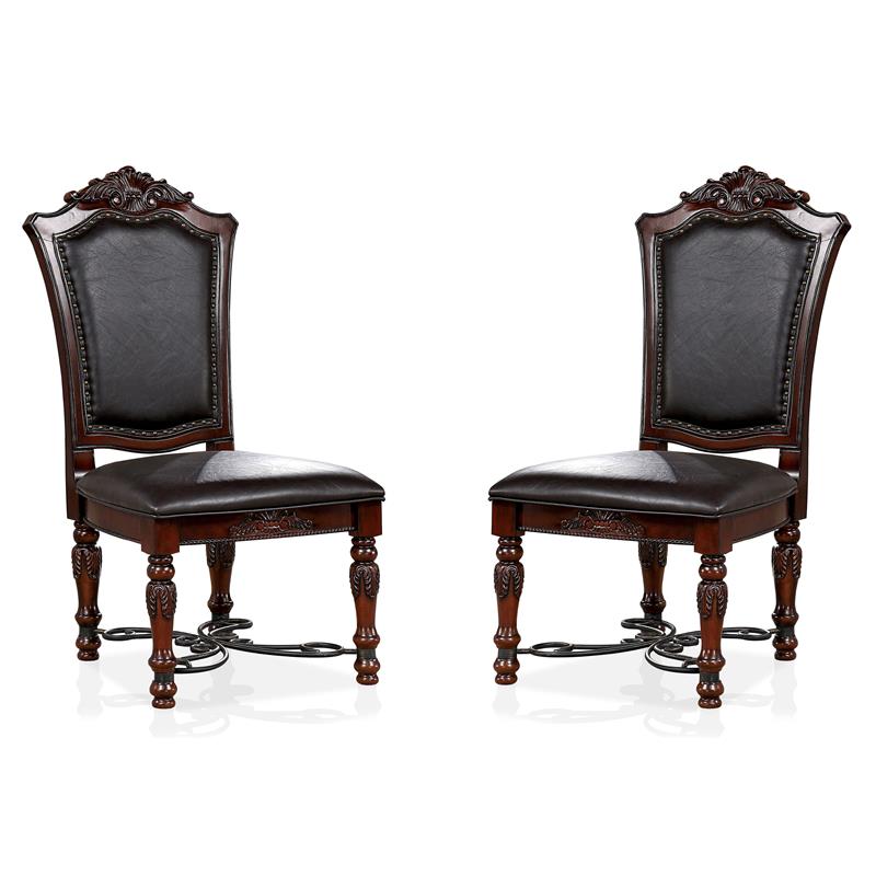 Furniture of America Exa Wood Padded Side Chair in Brown Cherry (Set of 2)