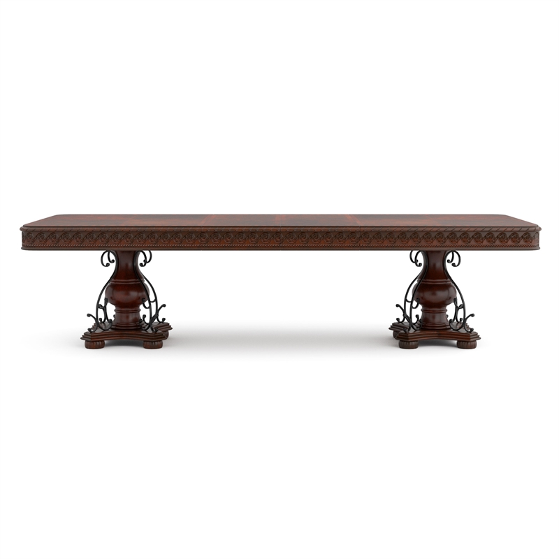 Furniture of America Exa Traditional Wood Expandable Dining Table in Cherry