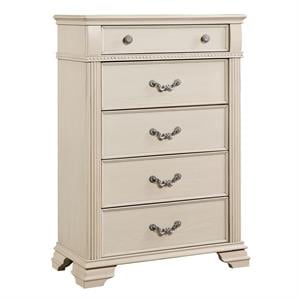 Furniture of America Charo Traditional Wood 5-Drawer Chest in Antique White